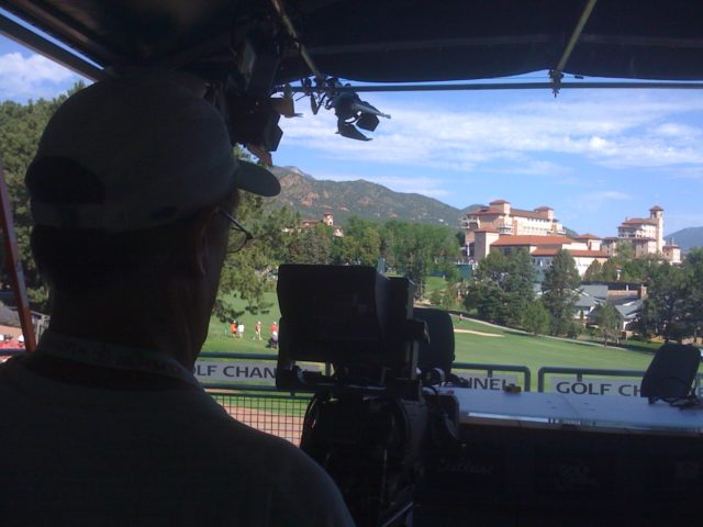 Setting up on location for the Golf Channel, USA Women's Open in Colorado Springs CO.
